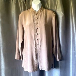 Smooth Silk Mandarin inspired tunic top made in Italy